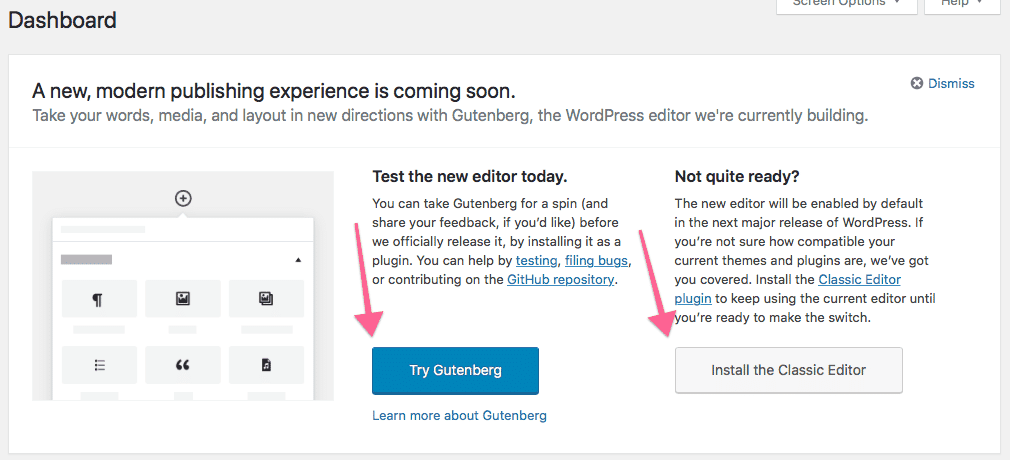 WordPress 4.9.8 Dashboard Message